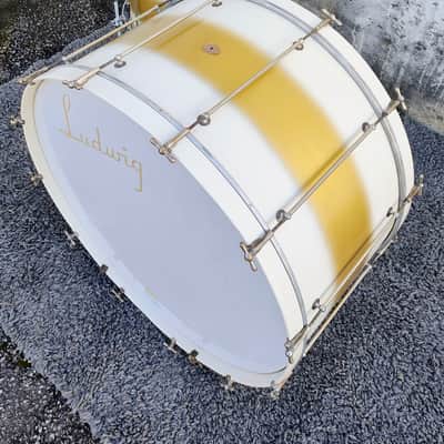 30's Ludwig White/Gold Duco 2PC (32"x16" Tube Lug BD + 16"x12" FT) Drum Set image 15