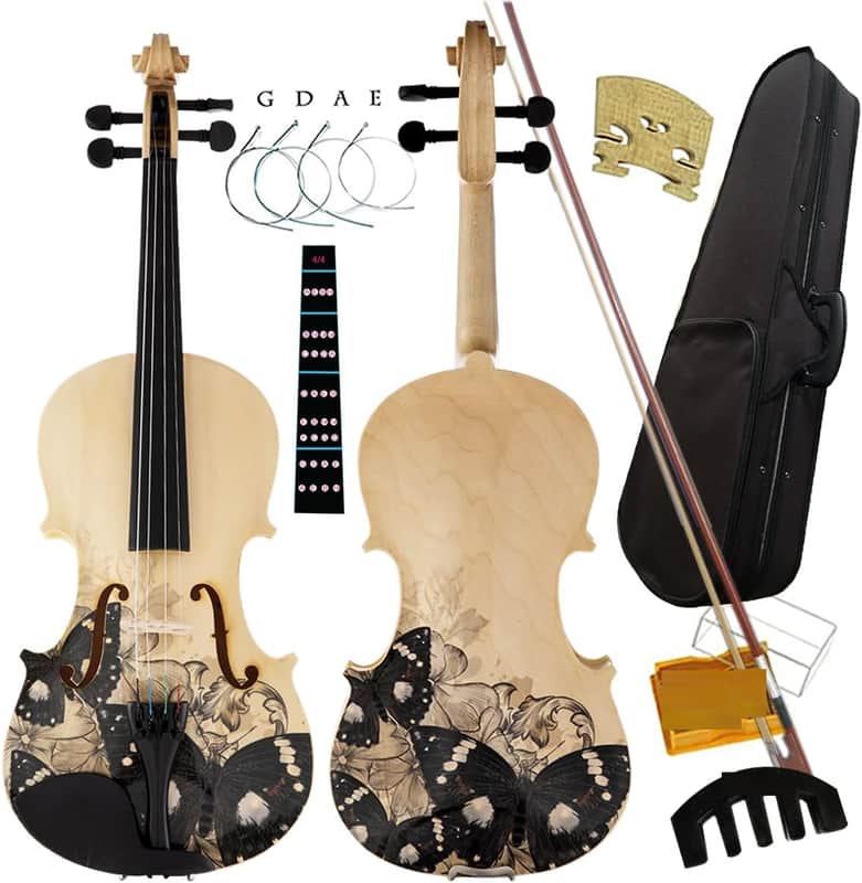 Distinctive Artistic Violin Set Designed for Beginners/Students/adults with Hard Case,Bow,Extra Strings (4/4/Full-size) image 1