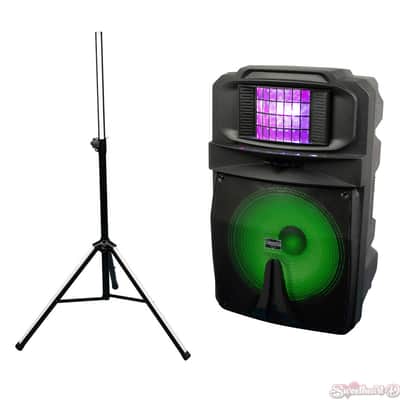 VocoPro SoundGlow-1500 15" Powered Speaker w/ RGB Derby Light & Lighted Stand image 1