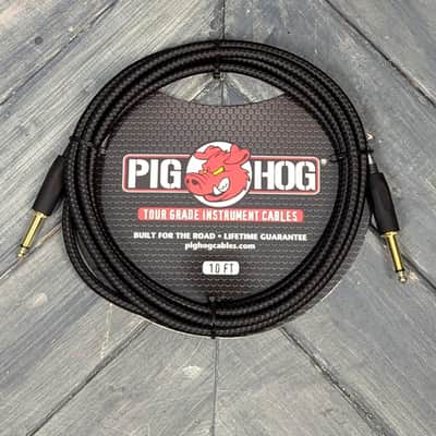 Pig Hog PCH10BK 10ft Black Woven Straight to Straight Instrument Cable image 1