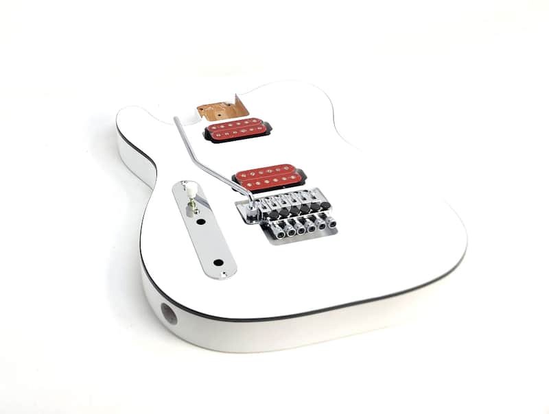 Brio LEFT HAND T-Style White Floyd Rose Ready Black Binding Belly Cut image 1