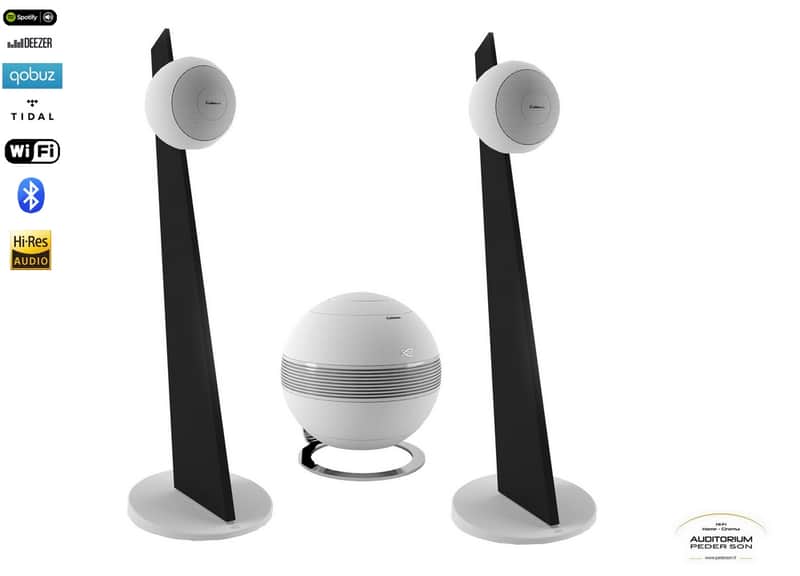 CABASSE Riga 2 On-Stand (Pair) 2Way Coaxial Speakers + The Pearl Active Subwoofer Bundle - NEW! image 1