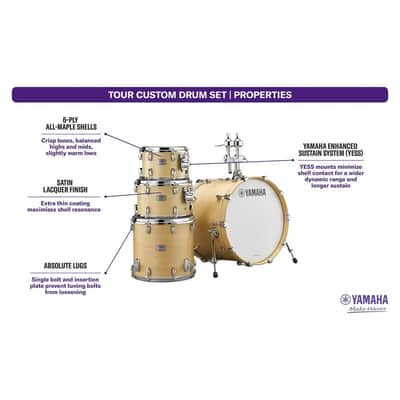 Yamaha Tour Custom Maple 4pc Drum Set 22/10/12/16 Butterscotch Satin image 3