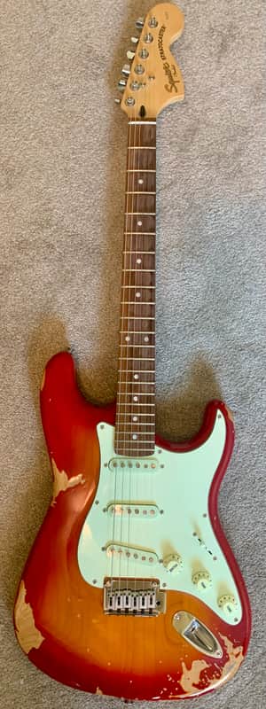 Fender Squier Standard Stratocaster 2003 Cherry Burst Heavy Relic image 1