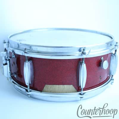 *Hoshino K La Boz 14x5.5"Snare Drum 3-Ply+Re-Rings Japan Red Sparkle Vintage 60s image 5