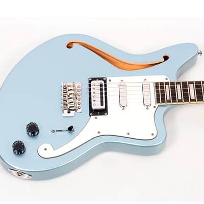 D'Angelico Premier Series Bedford SH Limited-Edition Electric Guitar With Tremolo - Ice Blue Metallic image 3