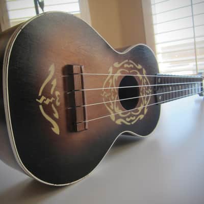 Harmony Soprano Uke Ukulele Sunburst Circa-1960s-Fancy White Stencil Paint image 17