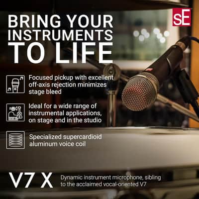 SE ELECTRONICS V Pack Venue Standard Drum Mic Kit for Toms, Snares & Bass Drums - Includes 1 V Kick, 2 V Beats, 2 V Clamps, 1 V7 X Instrument Microphone & More image 4