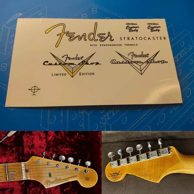 Original Fender Electric Guitar Headstock Logo Water Transfer Decal with Peel-ST 56-57-Off Film image 1