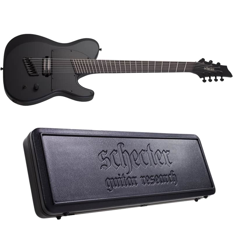 Schecter PT-7 MS Black Ops 7-String Electric Guitar Satin Black Open Pore + Case BRAND NEW image 1
