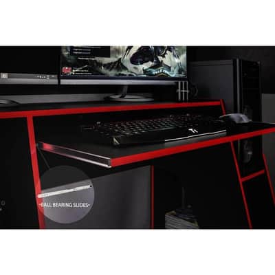 57.5” Music Production Desk with Storage | Studio Workstation with Keyboard Tray, Gear Shelves & Cable Management image 3