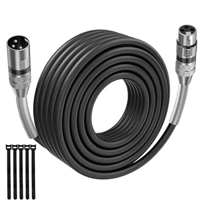 XLR Cables 50FT Long 1 Pack, Heavy Duty Oxygen-Free Copper 3-Pin Balanced Shielded XLR Male to Female Microphone Cable for Recording Studio Speaker, PA Systems, Audio Mixer and More image 1