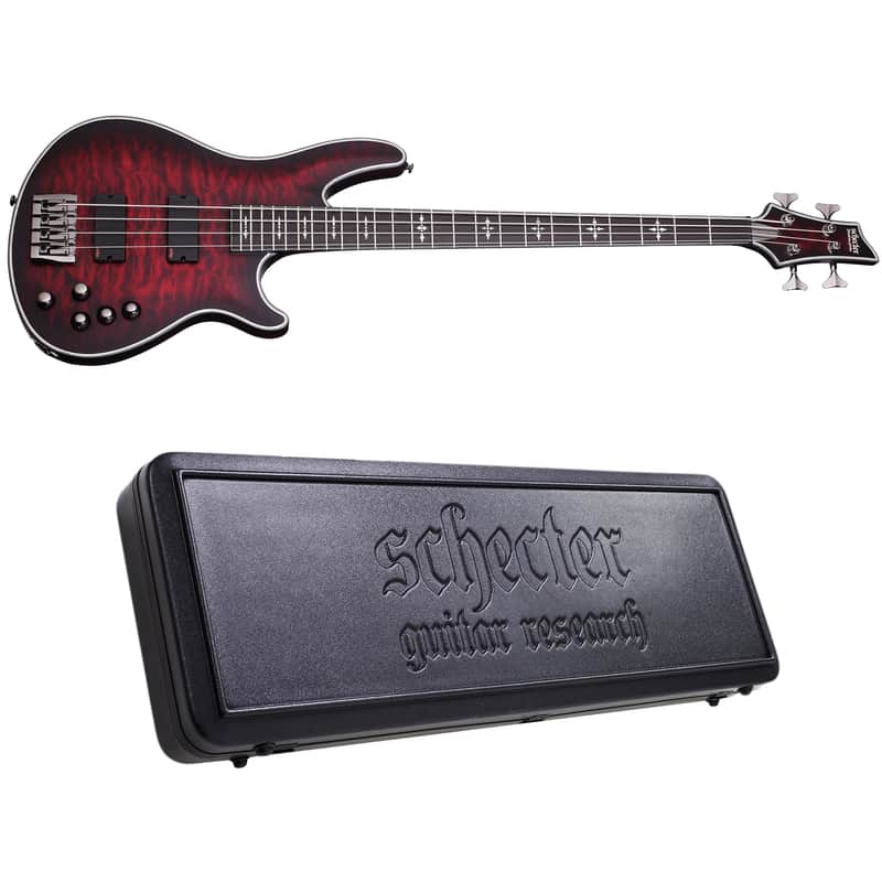 Schecter Hellraiser Extreme-4  Crimson Red Burst Satin CRBS Electric Bass + Hard Case Extreme 4 image 1