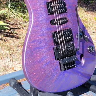 Ibanez 370S Saber Series Metallic Purple Flame Floyd Rose Trem image 2