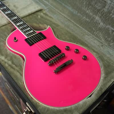 ESP CUSTOM SHOP Eclipse CTM - Ebony- Neon Pink 6-String Electric Guitar w/ Case image 4