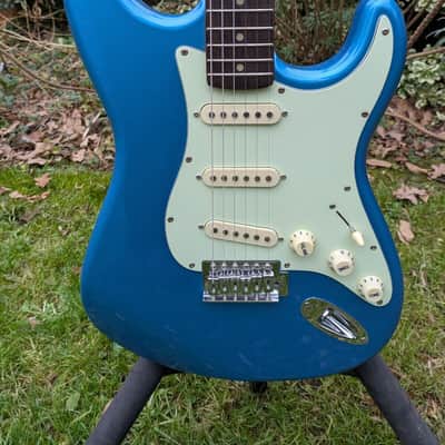 Excellent Blue Jim Deacon Strat Electric Guitar + New Strings + Padded Gigbag image 3