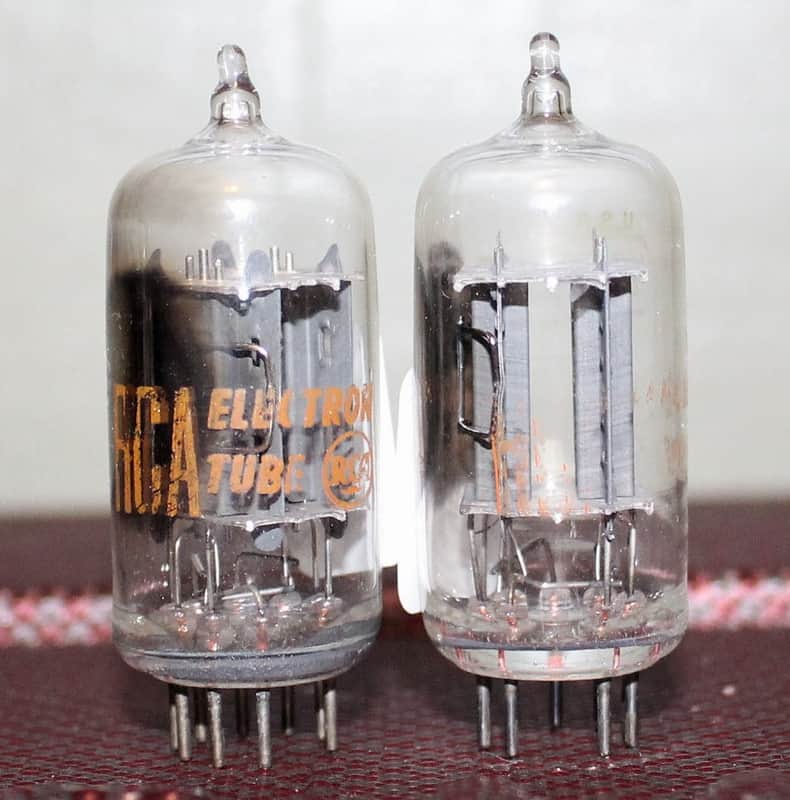 RCA 12AU7 ECC82 TIGHT MATCH PAIR LONG PLATE CLEAR TOP TEST NOS++ VINTAGE 1960'S image 1