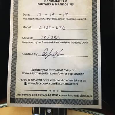 Eastman E1SS-LTD Adirondack Sapele Slope Shoulder Dread 2019 image 8