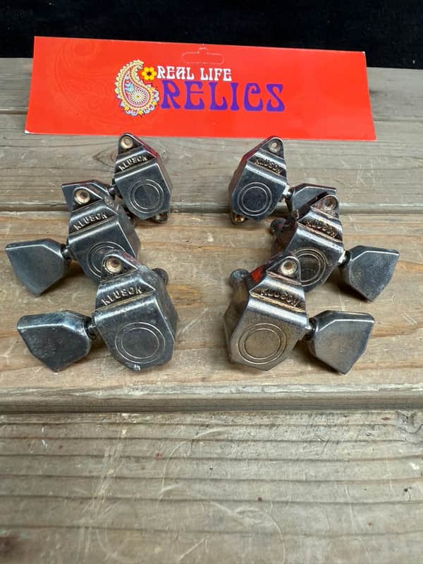 Real Life Relics Kluson 3 Per Side Vintage Diecast Sealfast Tuning Machines SKU: KVDS-3-NM image 1