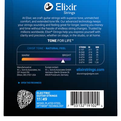 Elixir 19102 Nickel Plated Steel Electric Guitar Strings with Optiweb. Medium 11-49 image 2