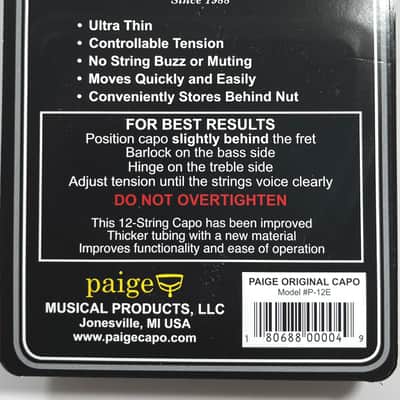 Paige Capo  12 string  Black  P6E  for 12 String Guitars image 2