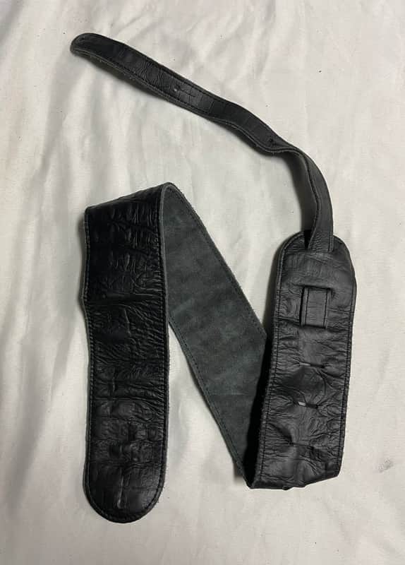 LM 3" Faux Crocodile Alligator Black LEATHER Guitar STRAP - FIRE SALE image 1