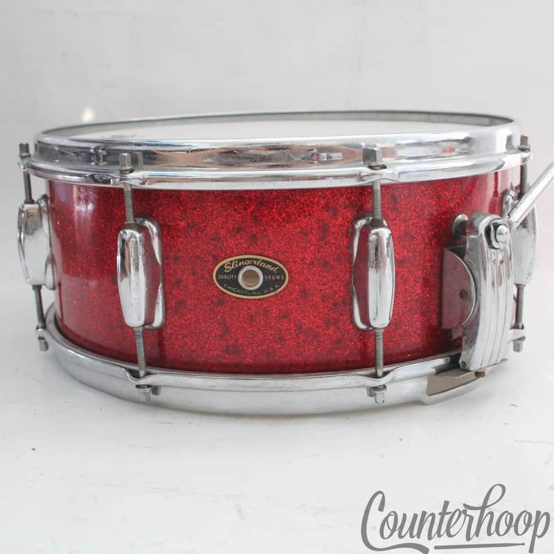 *Slingerland Radio King 14x5.5"Snare Drum Red Sparkle COB Brass 1-Ply Maple 50s* image 1