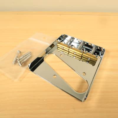 Telecaster Vintage Style Chrome 3 Brass Saddle Bridge For Tele Electric Guitar image 2