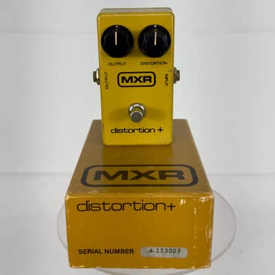 MXR Distortion + S/N 4-153003 Block Logo Distortion Pedal W/ Box 1980 - Yellow image 1