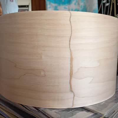 B-stock 13x7 maple steam Bent semi-solid bare raw snare drum Shell by Erie drums and shells image 2