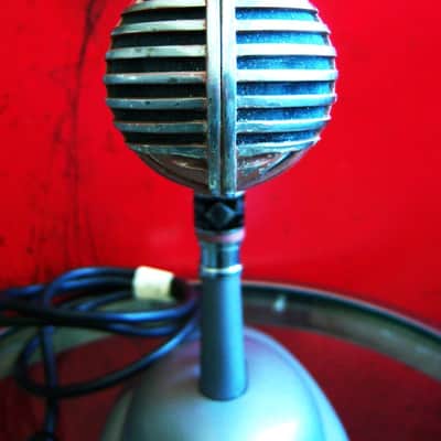 Vintage RARE 1940's MEG M-15 model / Shure 708A Zeppelin crystal microphone Hi Z w cable and S-36 stand image 4