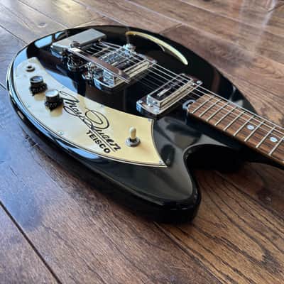 1999 Teisco May Queen Semi-Hollow Electric Guitar Tremolo Black MIJ Japan vox image 7