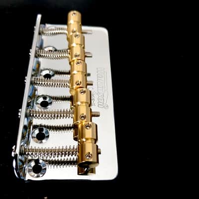 Wilkinson Chrome Bass Tailpiece, 5 Barrel style brass saddles image 4