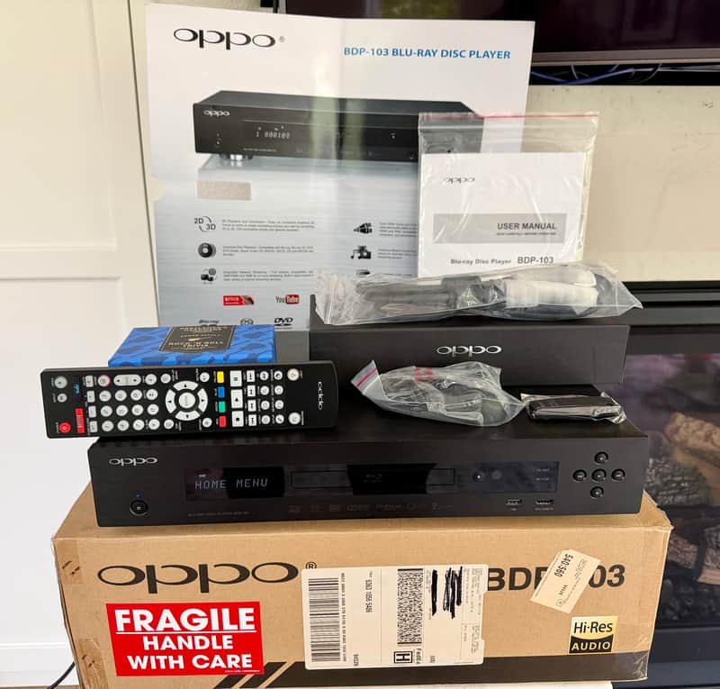 Oppo BDP-103 Blu-Ray Player w/ Remote, HDMI,USB, Wireless Adaptors, Box; Tested SEE VIDEO