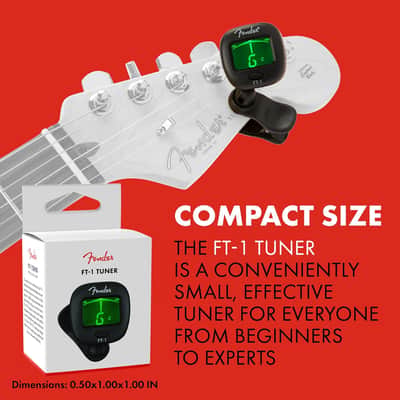 Fender FT-1 Professional Guitar Tuner Clip On, with 1-Year Warranty, Full-Range Chromatic Guitar Tuner with Dual-Rotating Hinges, A4 Calibration image 3