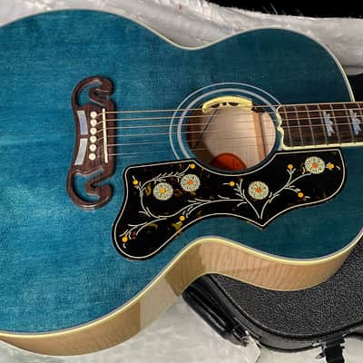 NEW ! Gibson SJ-200 Standard - Custom Shop - Dealer Select - Super RARE - Blue Top - Authorized Dealer - AAAAA Flamed Natural Maple Back & Sides - G07206 image 3