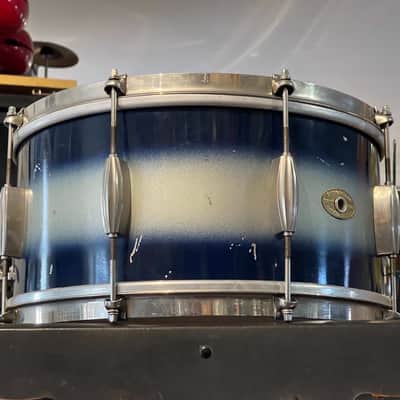 1950's Slingerland 6.5x14 Blue & Silver Duco Student Model Radio King Snare Drum image 11