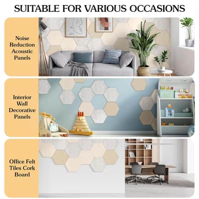 Acoustic Panels, 12-Pack Soundproof Wall Panels, High Density Felt Tiles Board Sound Absorbing With Adhesive, Sound Proof Cork Board For Interior Wall Decor (Silver/Camel/Dark Camel) image 6