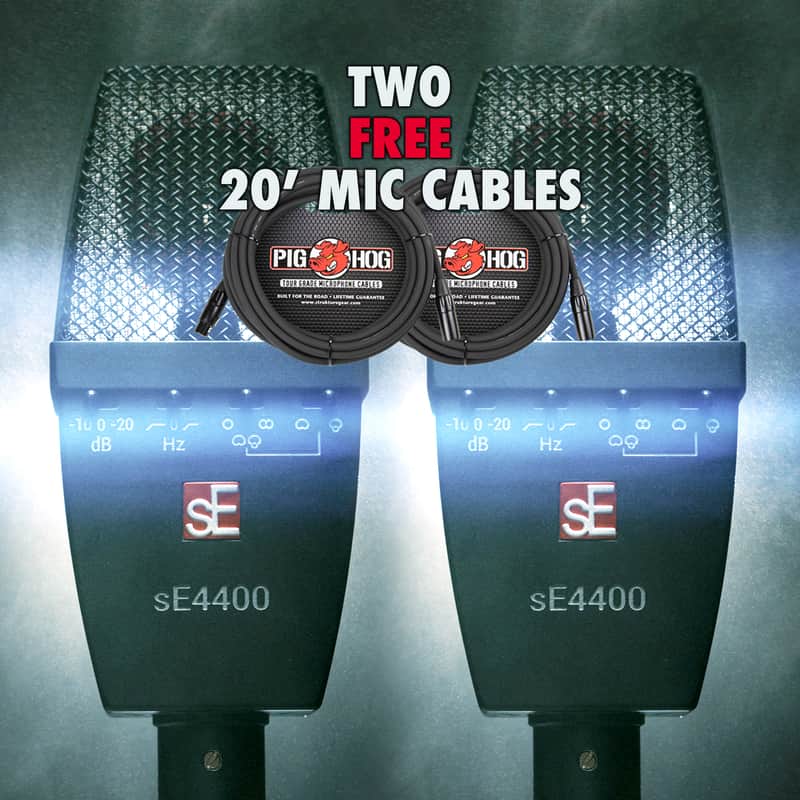 sE Electronics SE4400-PAIR (2ND GEN) Factory Matched Pair of sE4400 Large Diaphragm Condenser Microphones - With Shock Mounts, Stereo Bar, and Hard Case! **TWO FREE MIC CABLES and FREE SHIPPING!** image 1