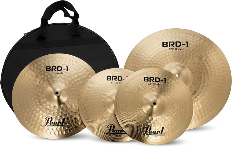 Pearl BRD-1 Cymbal Pack 14" Hi-Hats 16" Crash 20" Ride w/ Gig Bag – Brand New image 1