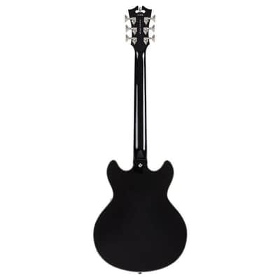 D'Angelico Premier Mini DC Electric Guitar w/Stopbar Tailpiece in Black Flake image 2
