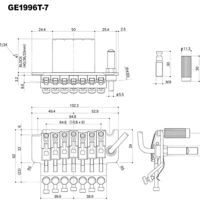 GOTOH GE1996T-7/36 tremolo for 7str. guitar (GD) image 3