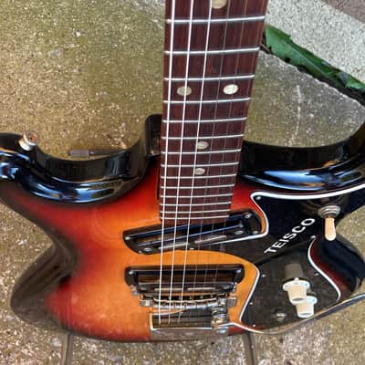 1968  Teisco V2 Sunburst . Very cool MIJ guitar Mezurashi (rare) image 4