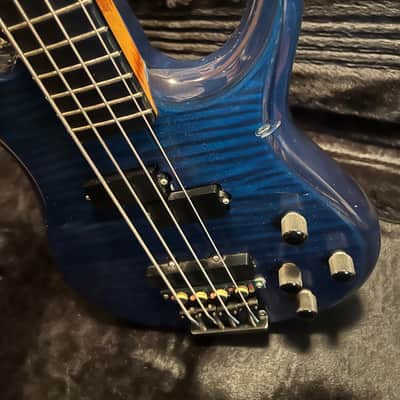 Barrington ntb 332 bass guitar. with midi installed 1990 blue flame image 10
