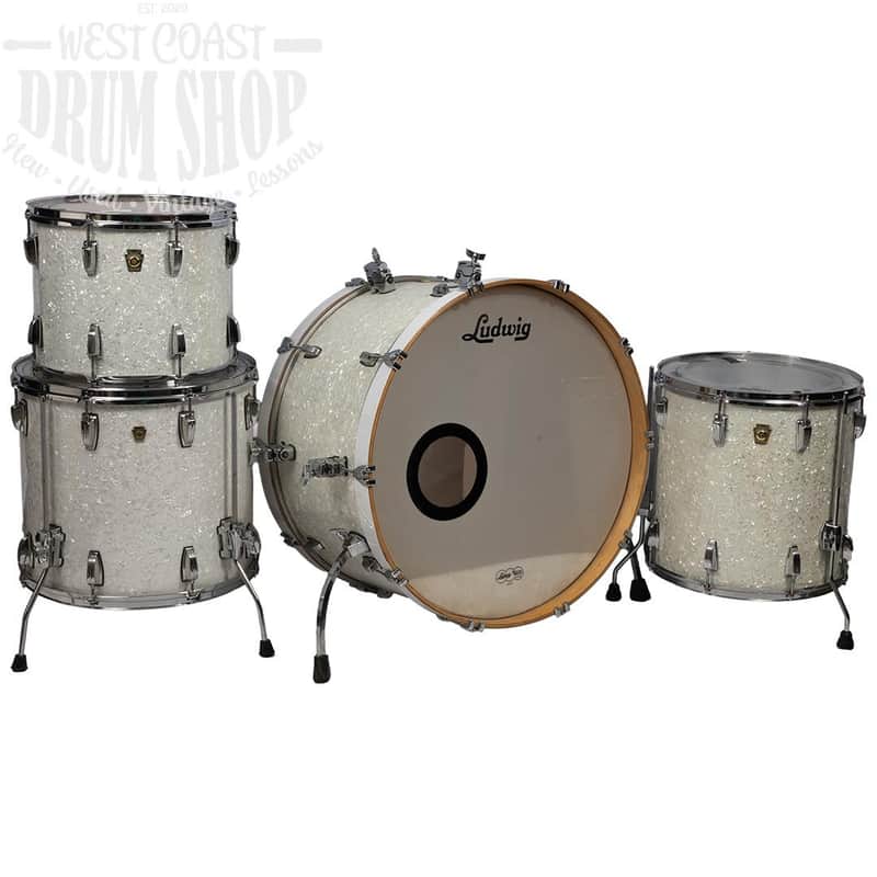 Used Ludwig 6-ply 4-Piece 12x15, 16x16, 16x18, 14x26 Rewrap Kit White Marine Pearl image 1