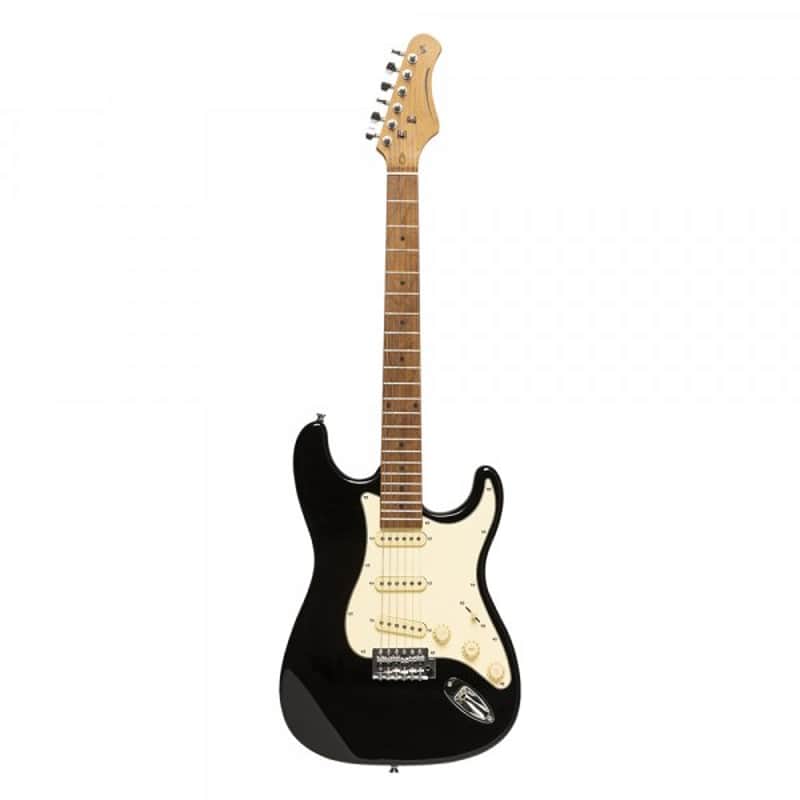 Stagg SES-55 BLK Series 55 Solid Paulownia Body Tempered Maple Neck 6-String Electric Guitar image 1