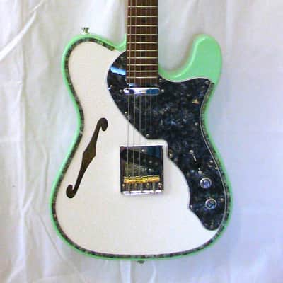 Custom Designed & Crafted - Surf Green Tele Thinline style/African Turquoise Stones - RSG Serial #058 2024 image 1