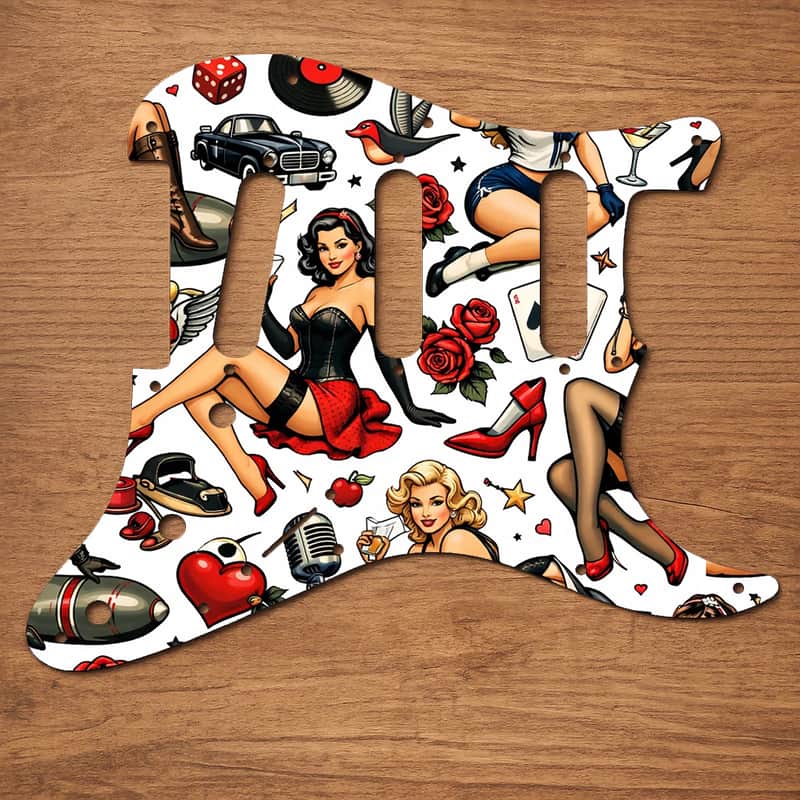 Stratocaster SSS 11 Hole Pickguard USA/Mexico UV Printed Graphics image 1