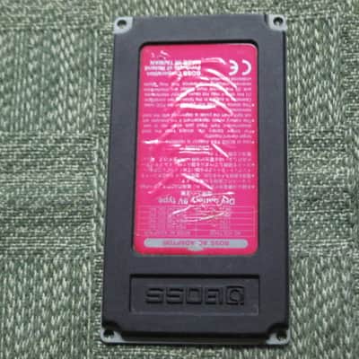 used genuine Boss Pink Label Taiwan Bottom Plate MISSING Serial Number (from 1998) - Pink Bottom Label, silver text / graphic, silver metal bottom plate (was originally from a BF-2 pedal) NO pedal / NO other items / NO screws image 7