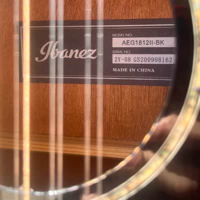 Preowned Ibanez AEG1812IIBK Spruce / Sapele Auditorium 2019 - Black image 5